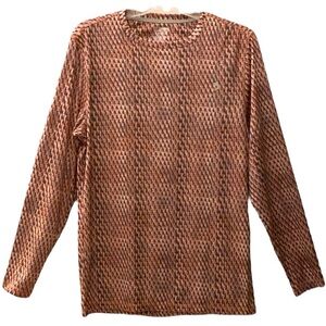 New Reel Legends Orange and Brown Scale Patterned Men's Fishing Shirt